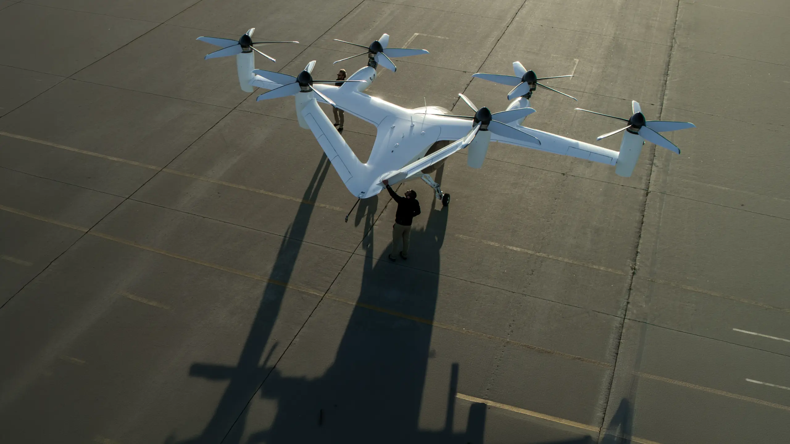 Play Video about Crew checks an eVTOL on vertiport