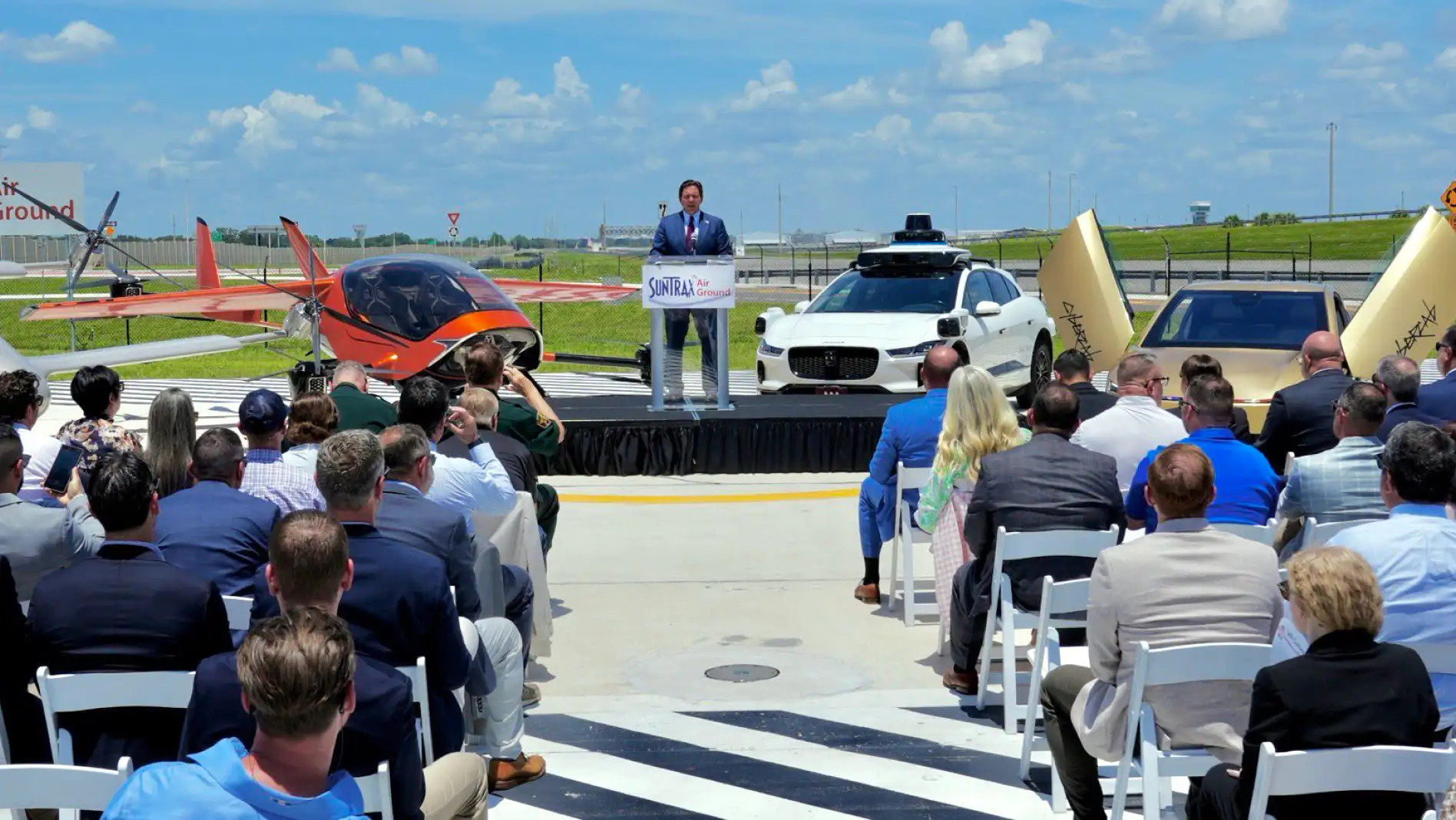 Florida Governor Ron DeSantis speaks at SunTrax.