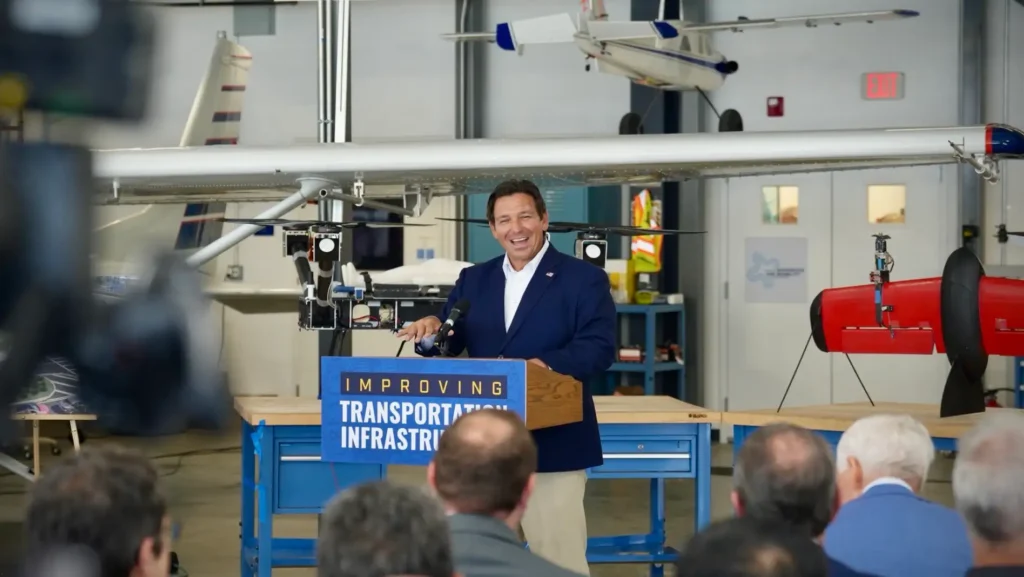 Florida Governor Ron DeSantis speaks at SunTrax.